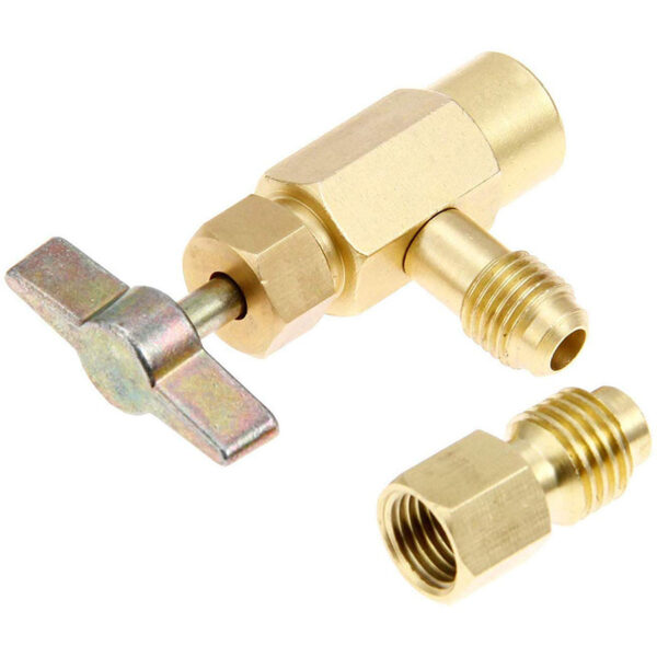 Tank valve refrigerant dispenser with adapter