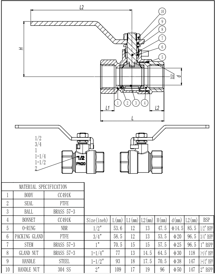 bronze ball valve drawing
