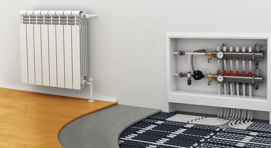 radiator floor manifold for heating