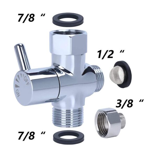 Three-way water valve Chrome plated