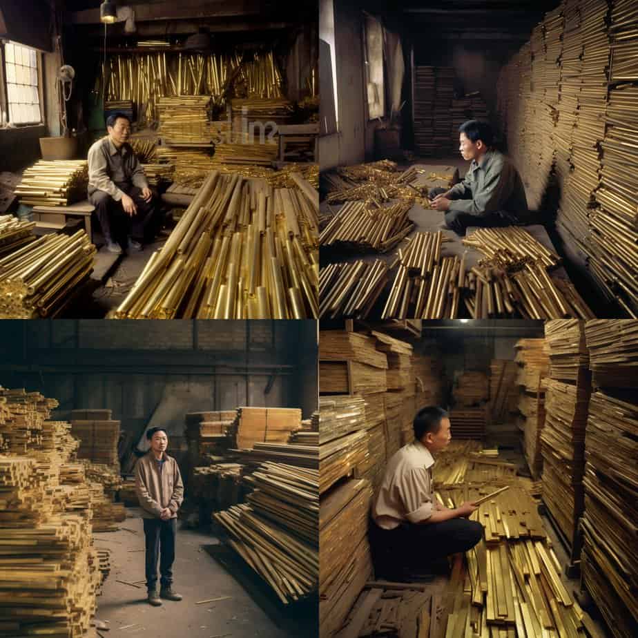 brass raw bar materials in a chinese warehouse
