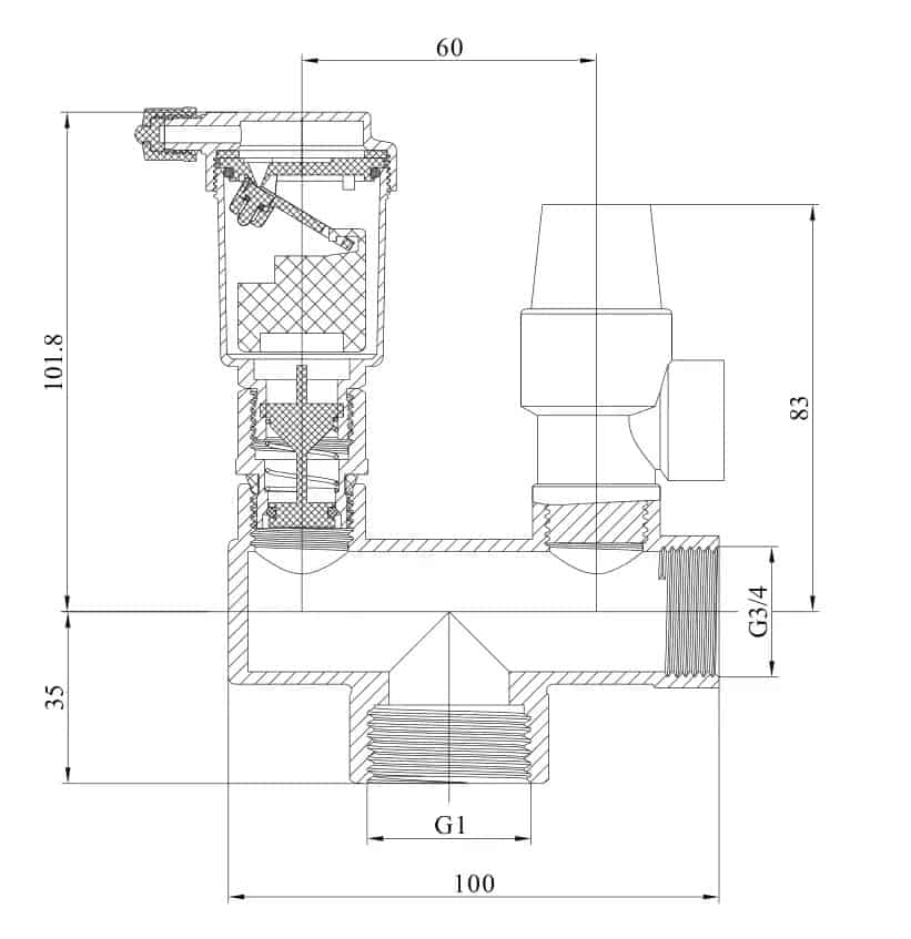 Boiler pressure reducing Safety valve kit sketch
