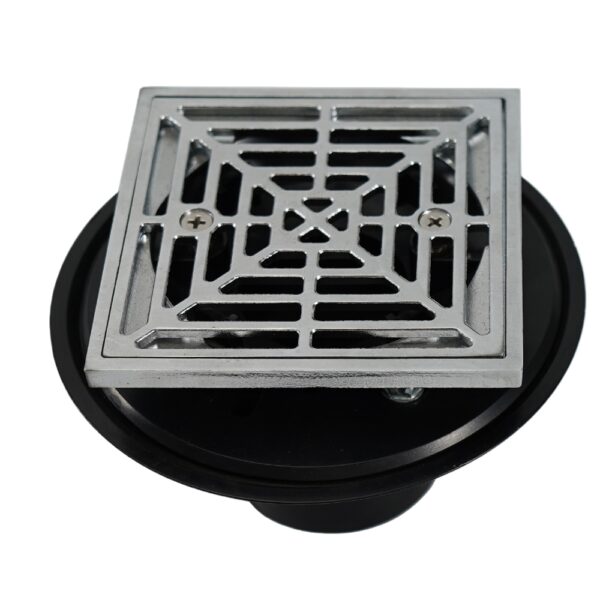 ABS Adjustable Shower Floor Drain with Square Brass Grate - Image 3