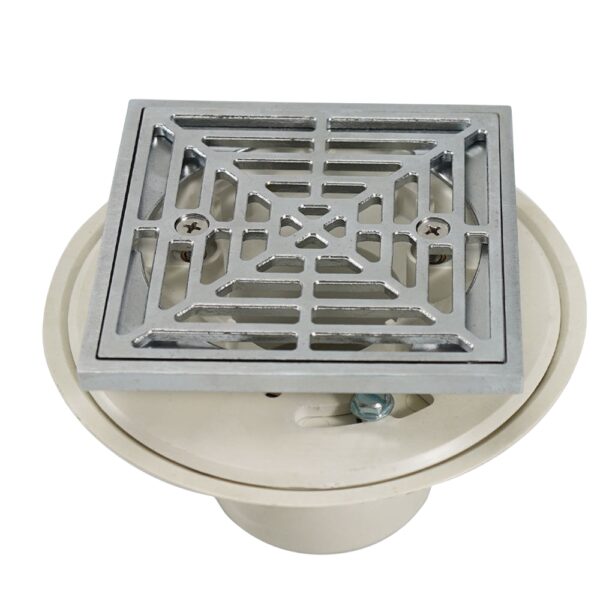 ABS Adjustable Shower Floor Drain with Square Brass Grate - Image 6