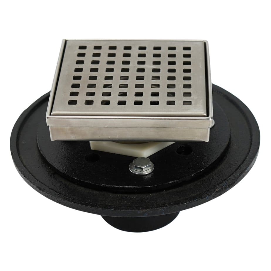 cast iron adjustable shower drain with square 0966