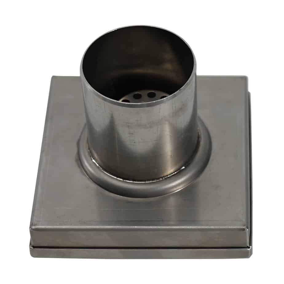 square ss shower drain with square hole downside 0896c