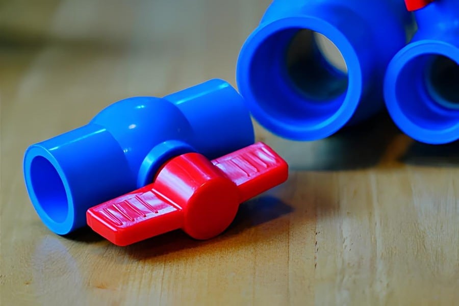 PVC ball valves with red handle