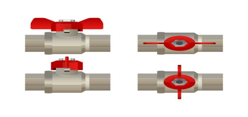 Threaded ball valve in different position