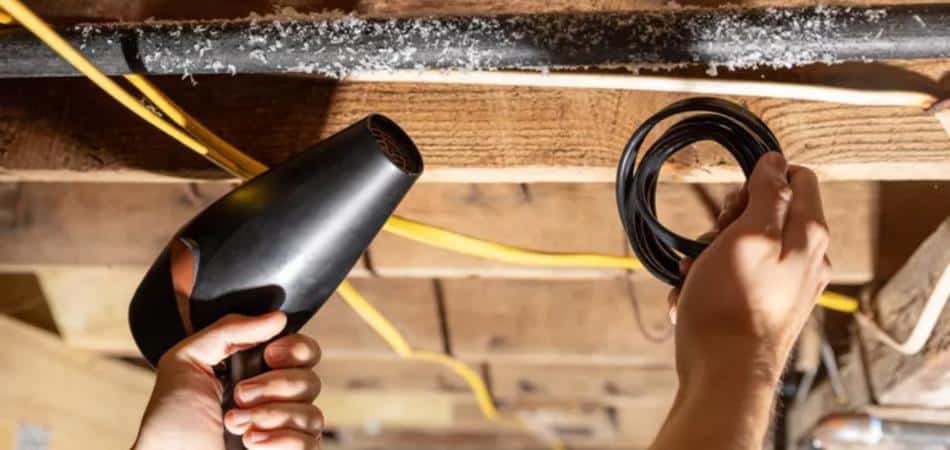 Applying hot air with air dryers