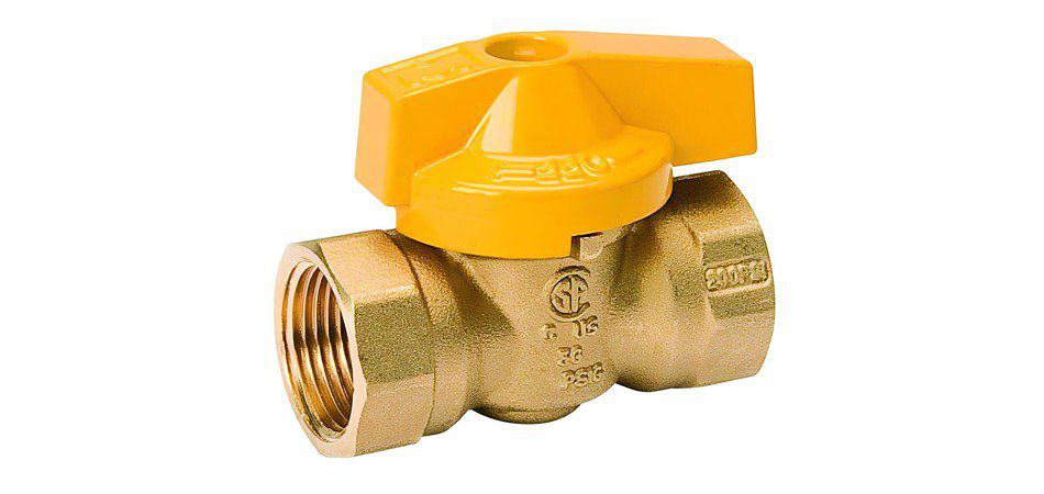 Gas ball valve with butterfly handle
