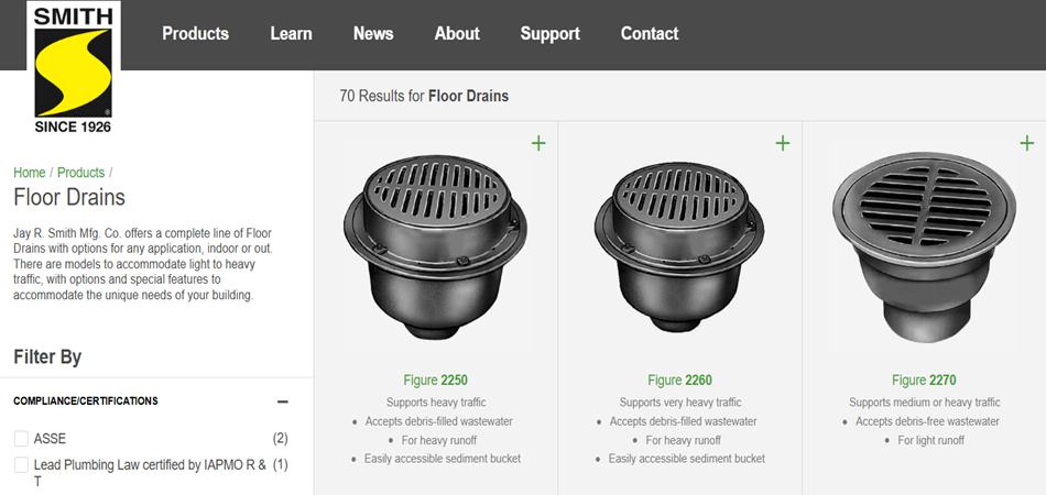 JR smith floor drain