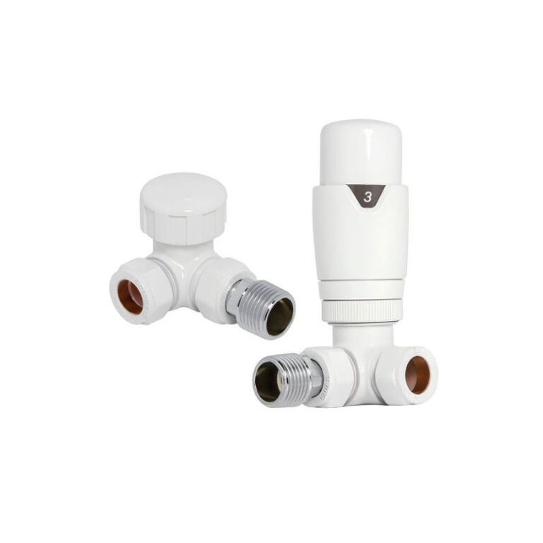 bi directional radiator valves with white painting
